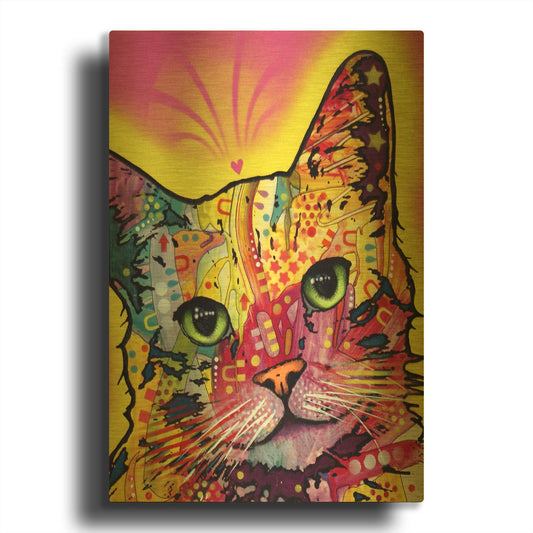 'Tilt Cat I' By Dean Russo Gold Metal Wall Art