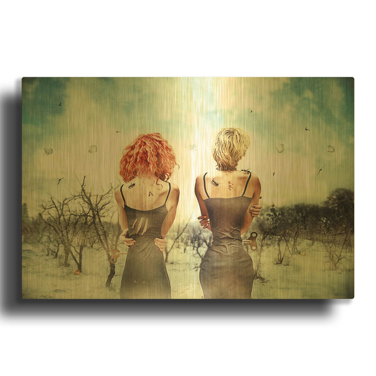 'Conversation' By Mario Sanchez Nevado Gold Metal Wall Art