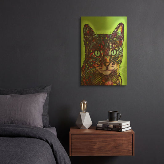 'Watchful Cat' By Dean Russo Gold Metal Wall Art