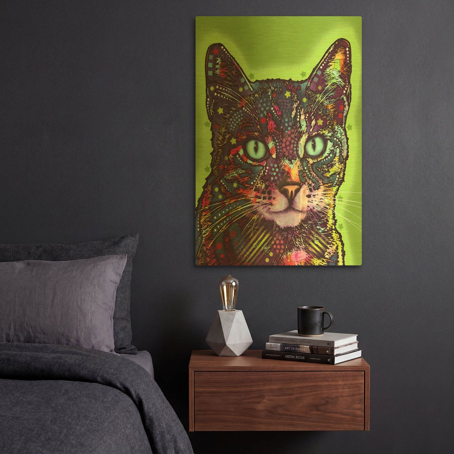 'Watchful Cat' By Dean Russo Gold Metal Wall Art
