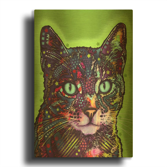 'Watchful Cat' By Dean Russo Gold Metal Wall Art