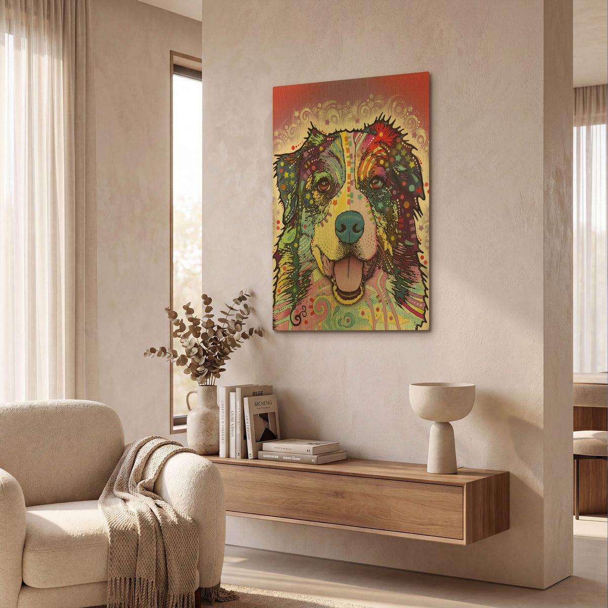 'Australian Shepherd' By Dean Russo Gold Metal Wall Art