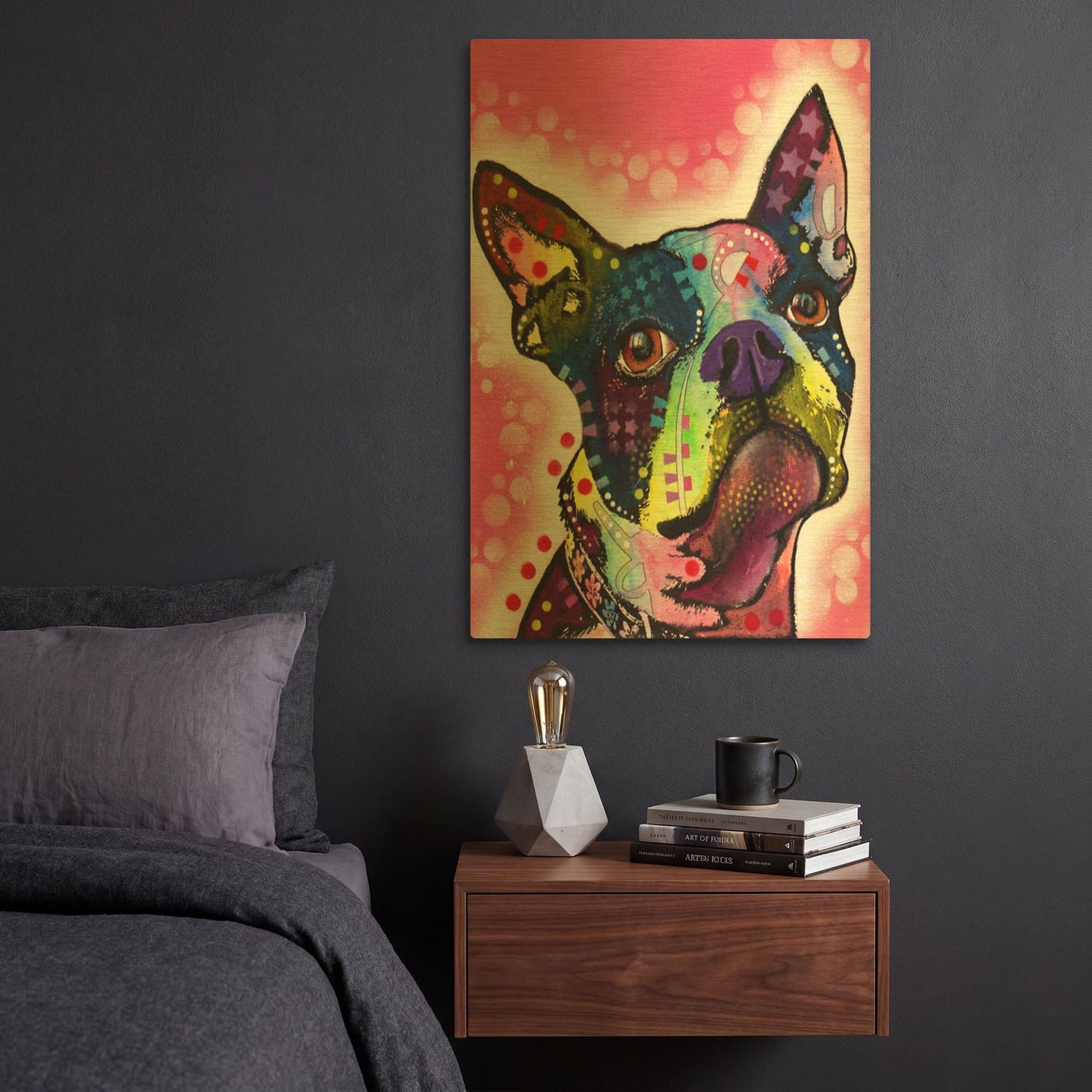 'Boston Terrier' By Dean Russo Gold Metal Wall Art
