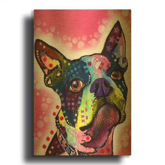 'Boston Terrier' By Dean Russo Gold Metal Wall Art