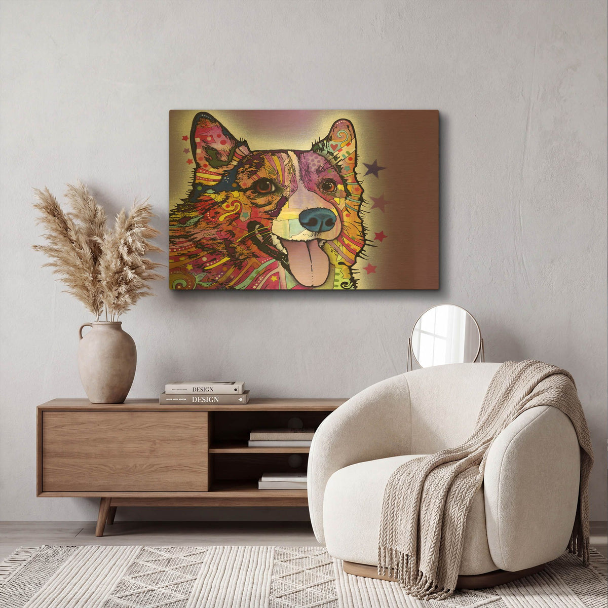 'Corgi' By Dean Russo Gold Metal Wall Art
