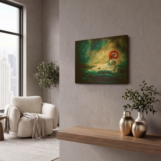 'The Traffic Of The Whales' By Mario Sanchez Nevado Gold Metal Wall Art
