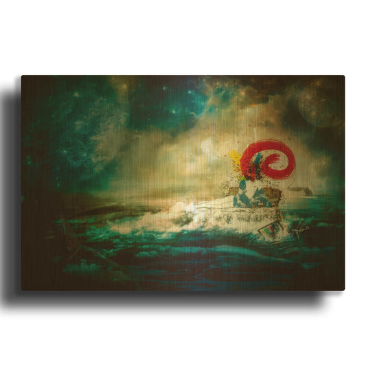 'The Traffic Of The Whales' By Mario Sanchez Nevado Gold Metal Wall Art