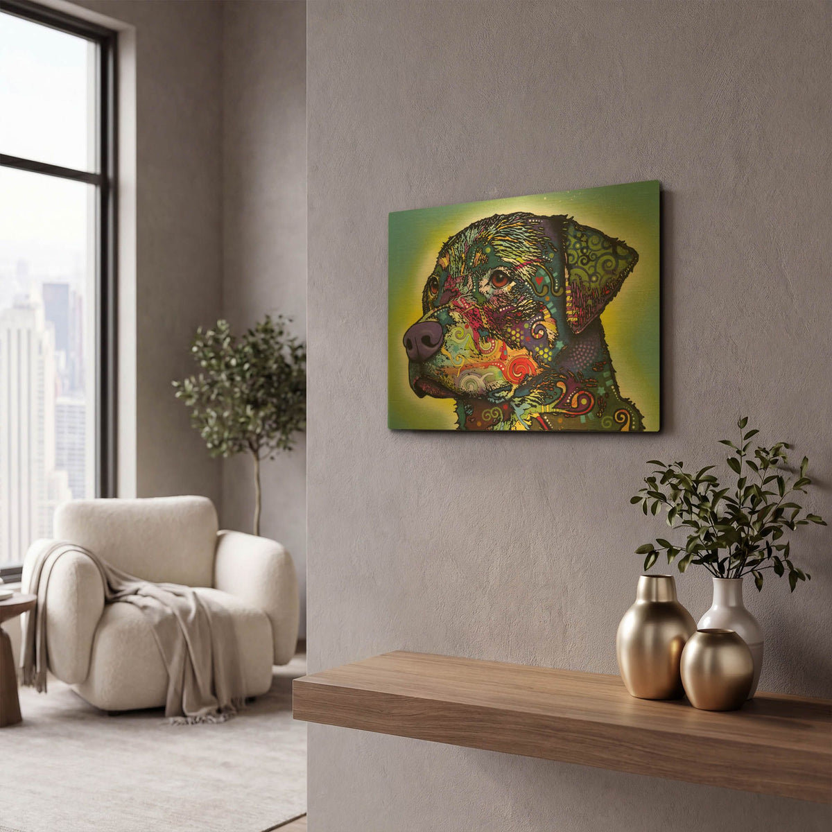 'The Rottweiler' By Dean Russo Gold Metal Wall Art