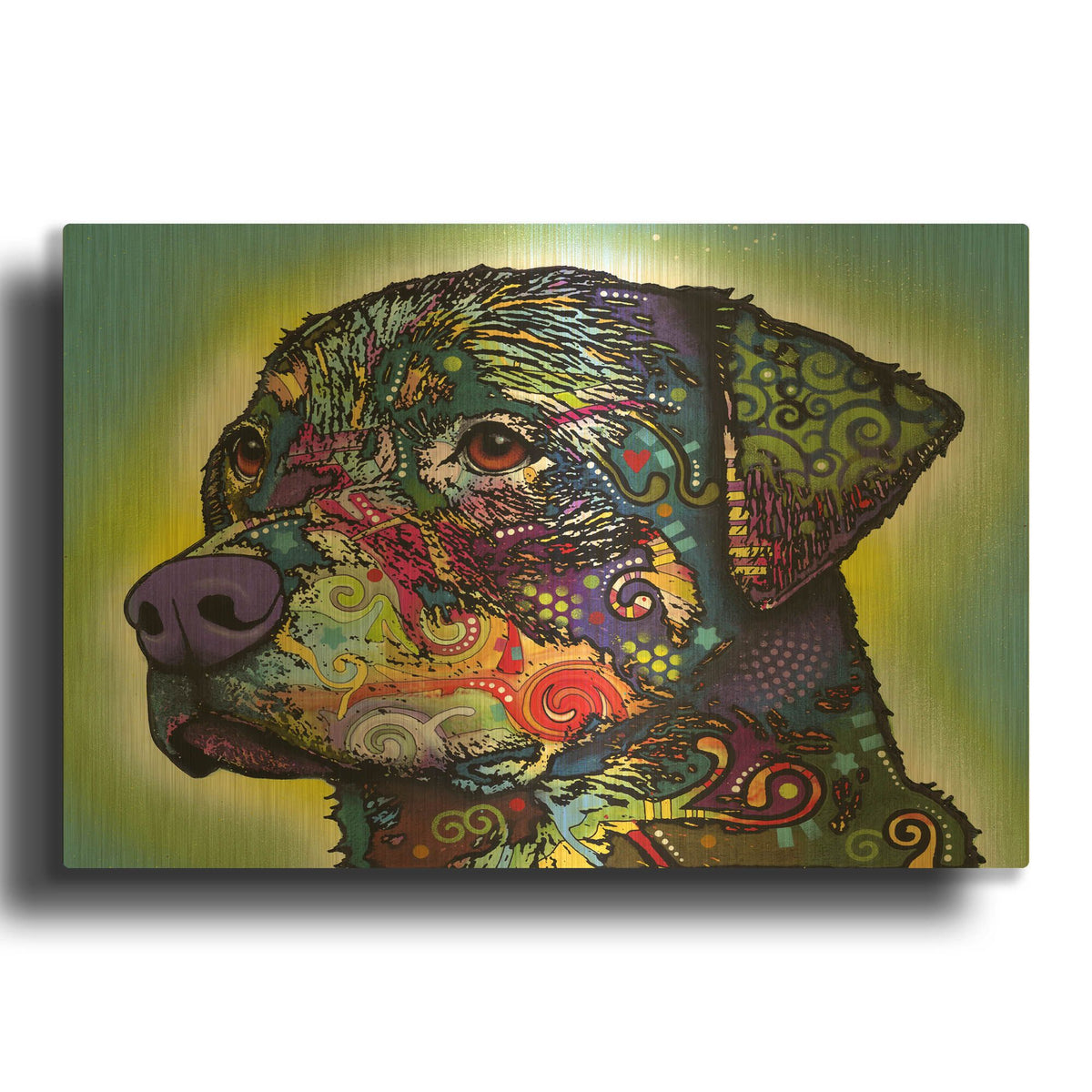 'The Rottweiler' By Dean Russo Gold Metal Wall Art