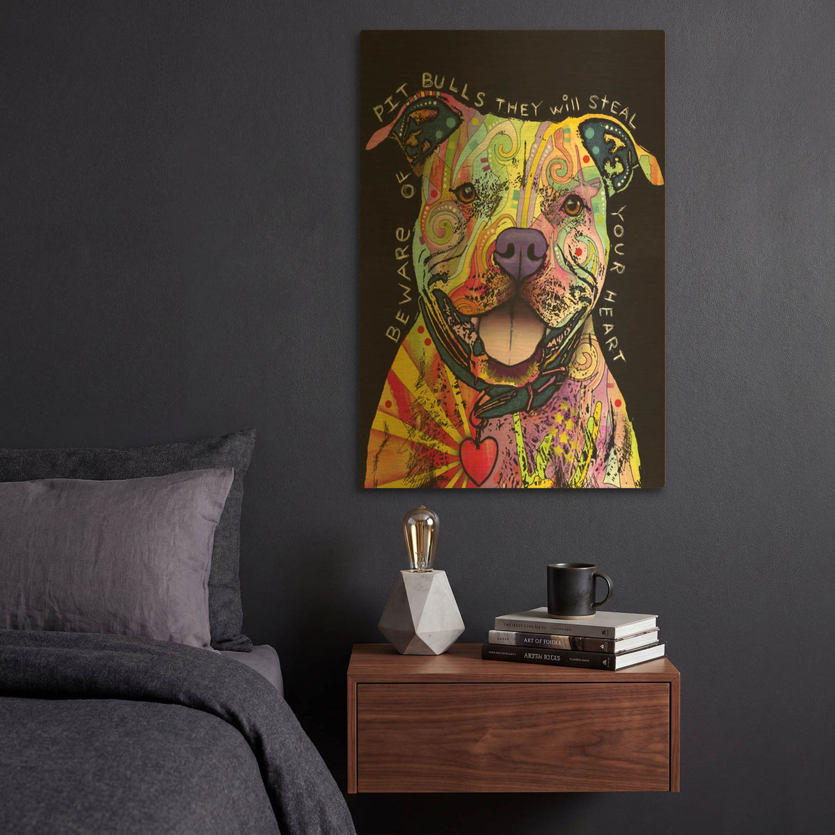 'Beware Of Pit Bulls' By Dean Russo Gold Metal Wall Art