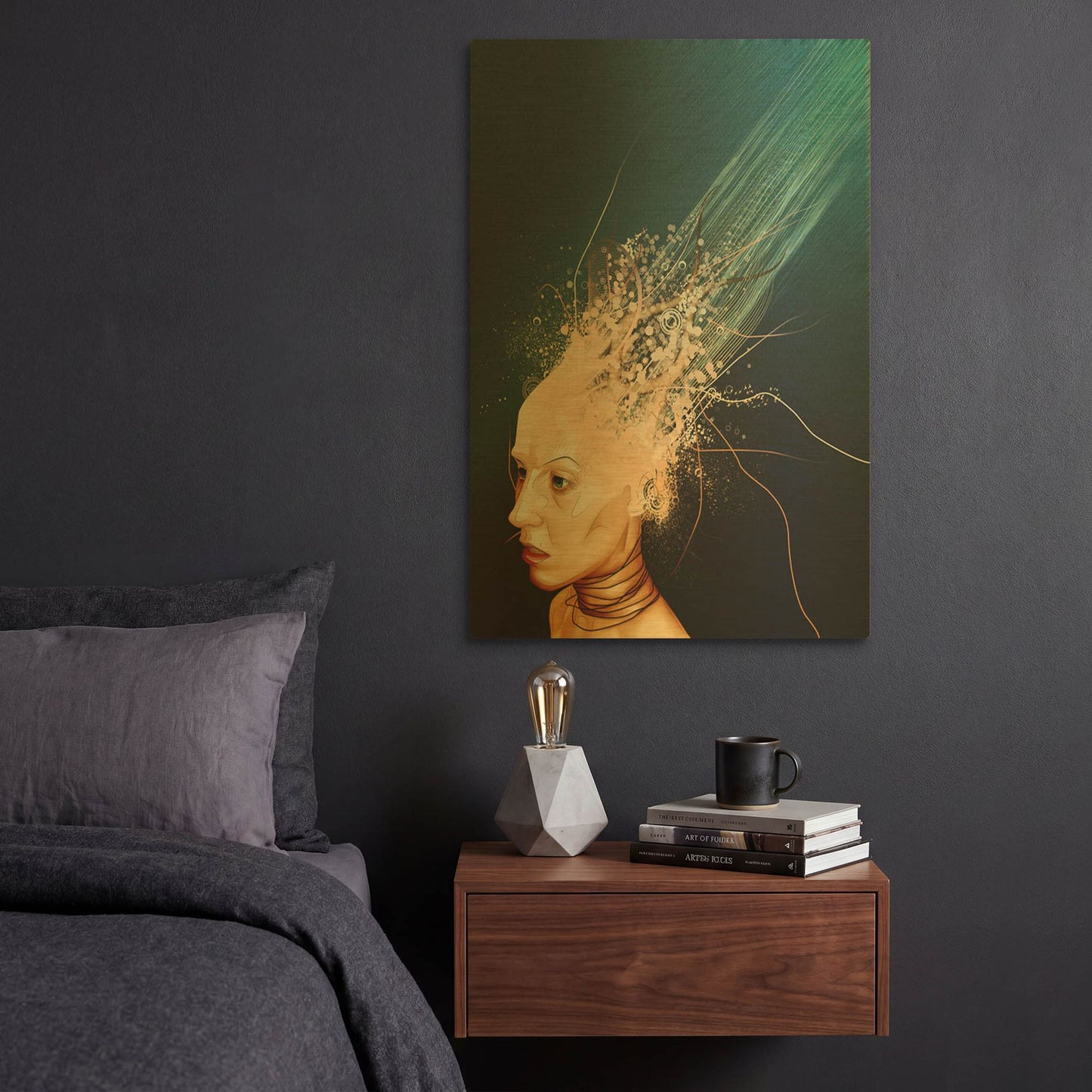 'Emotionless' By Mario Sanchez Nevado Gold Metal Wall Art