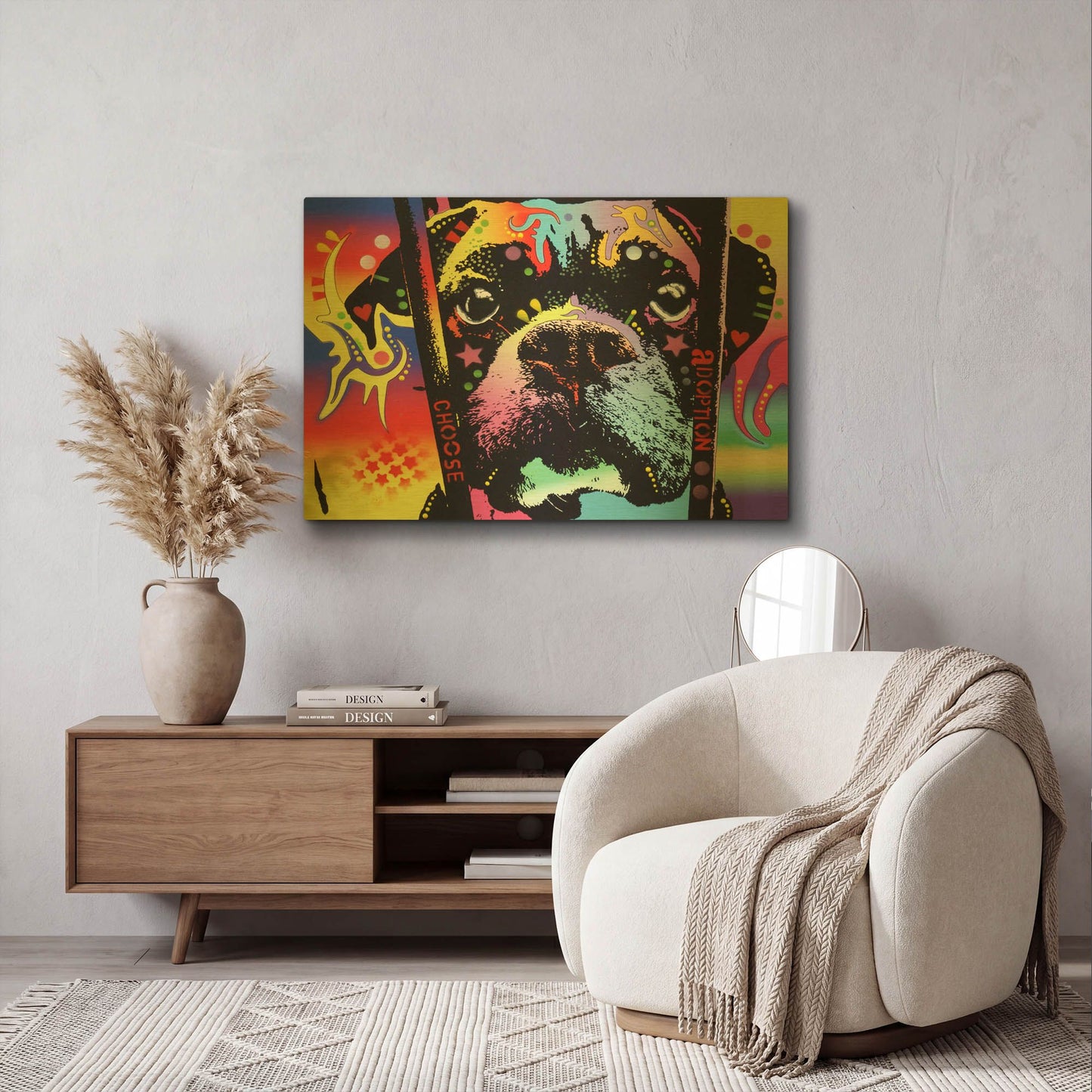 'Choose Adoption Boxer' By Dean Russo Gold Metal Wall Art