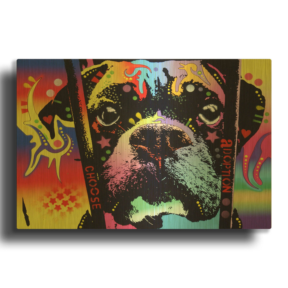 'Choose Adoption Boxer' By Dean Russo Gold Metal Wall Art