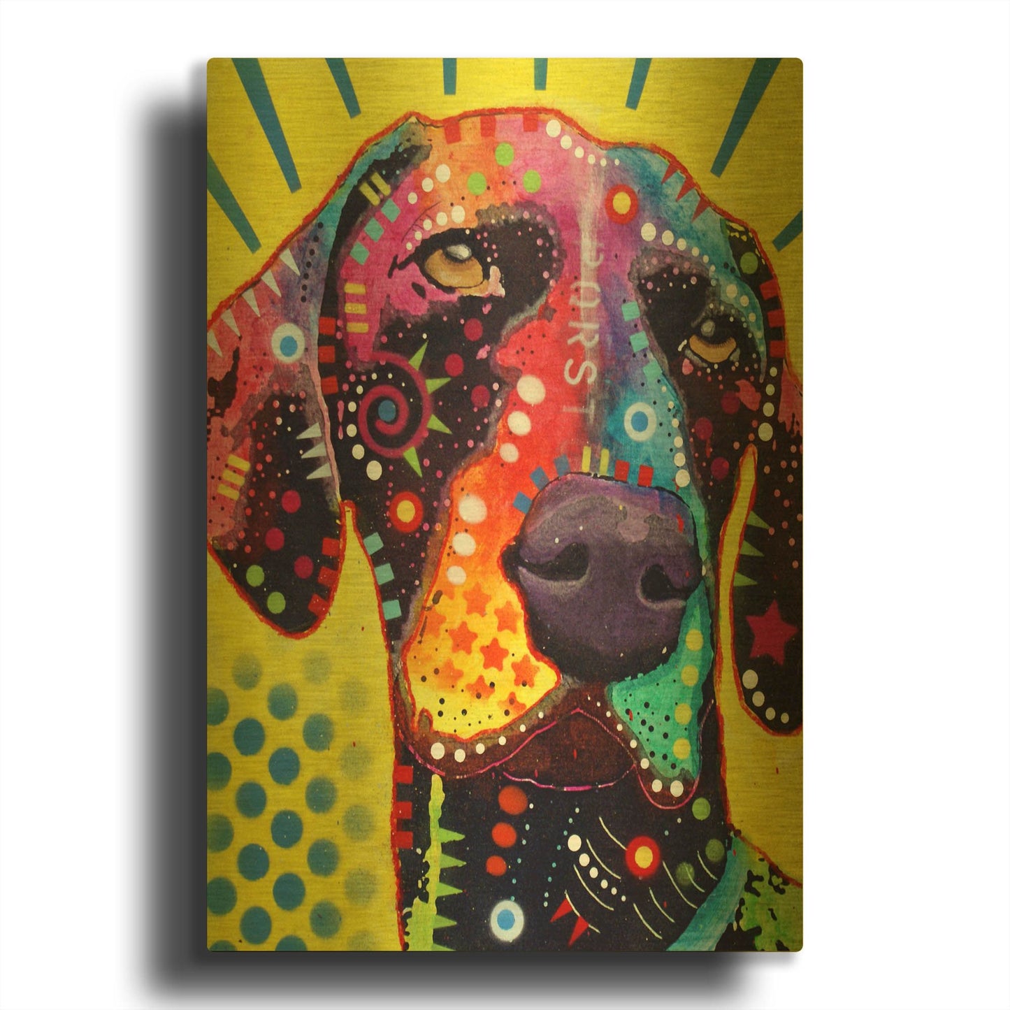 'German Short Hair Pointer' By Dean Russo Gold Metal Wall Art