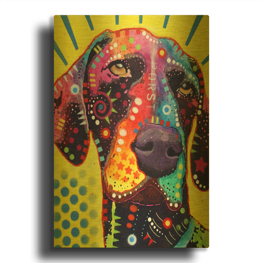 'German Short Hair Pointer' By Dean Russo Gold Metal Wall Art