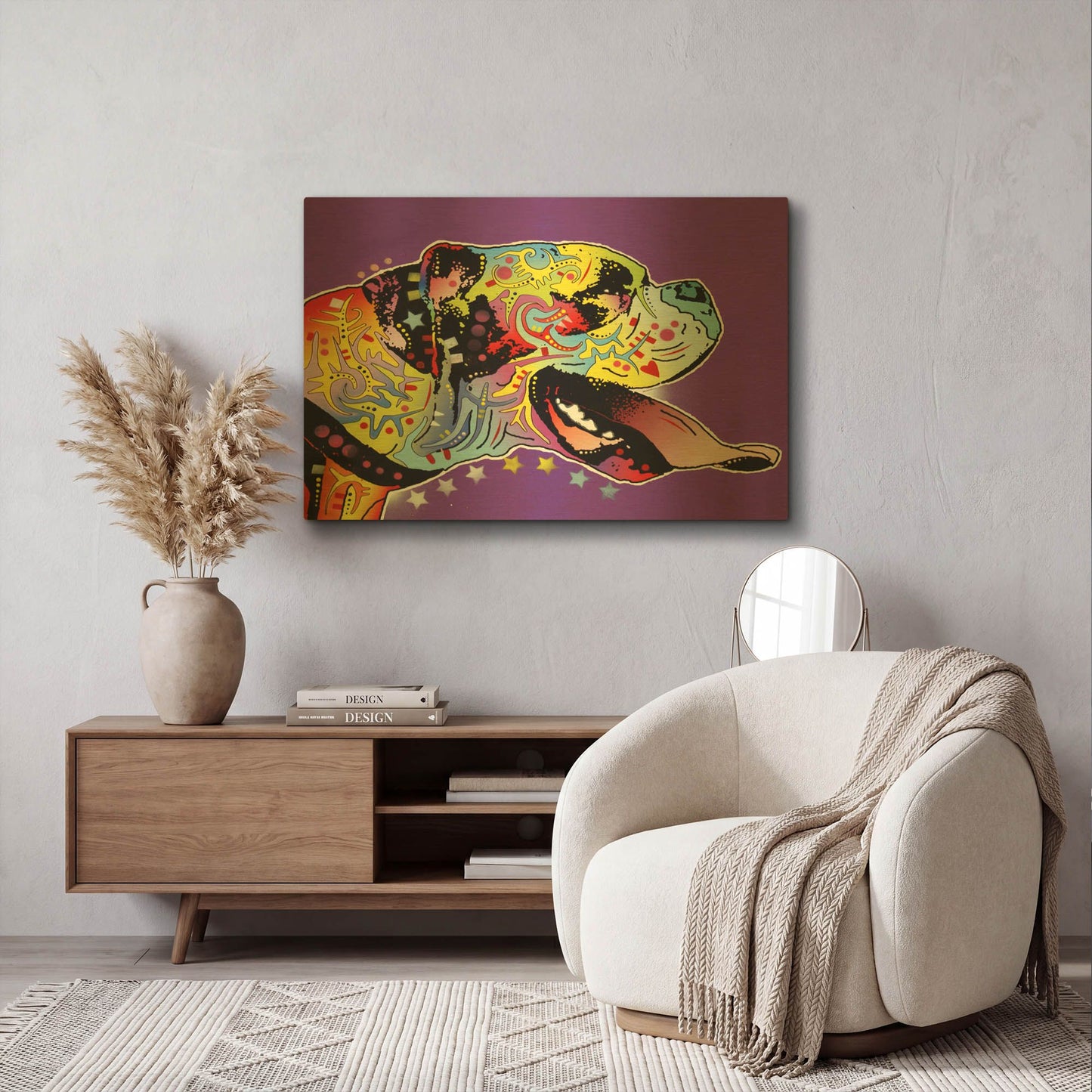 'Happy Boxer' By Dean Russo Gold Metal Wall Art