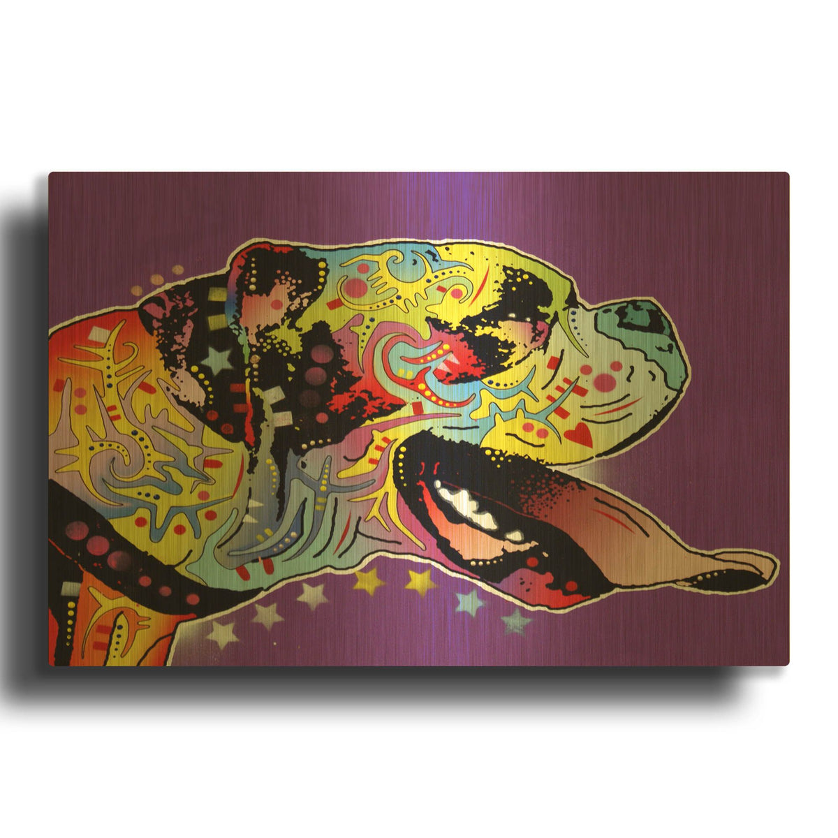 'Happy Boxer' By Dean Russo Gold Metal Wall Art