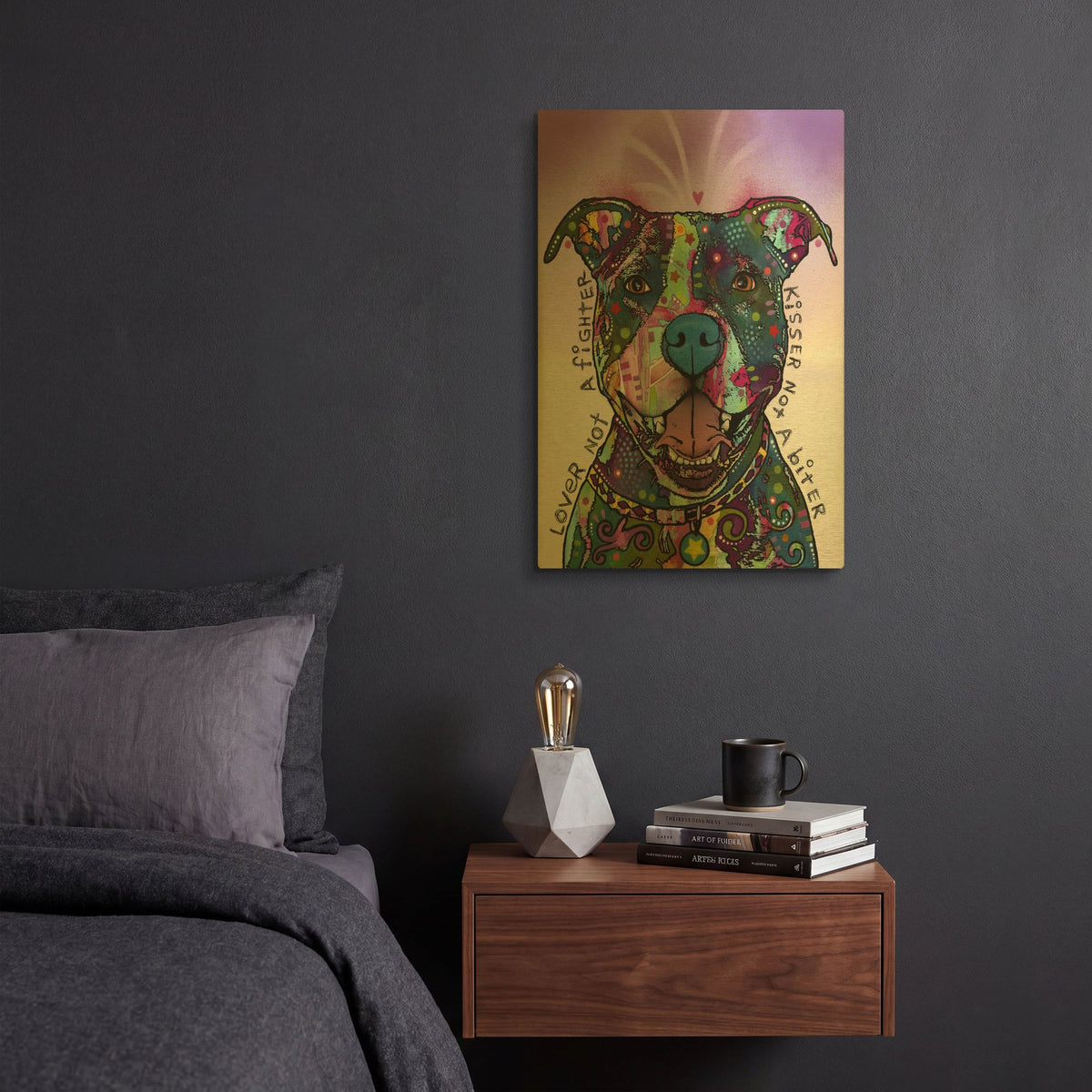 'Lover Not A Fighter' By Dean Russo Gold Metal Wall Art