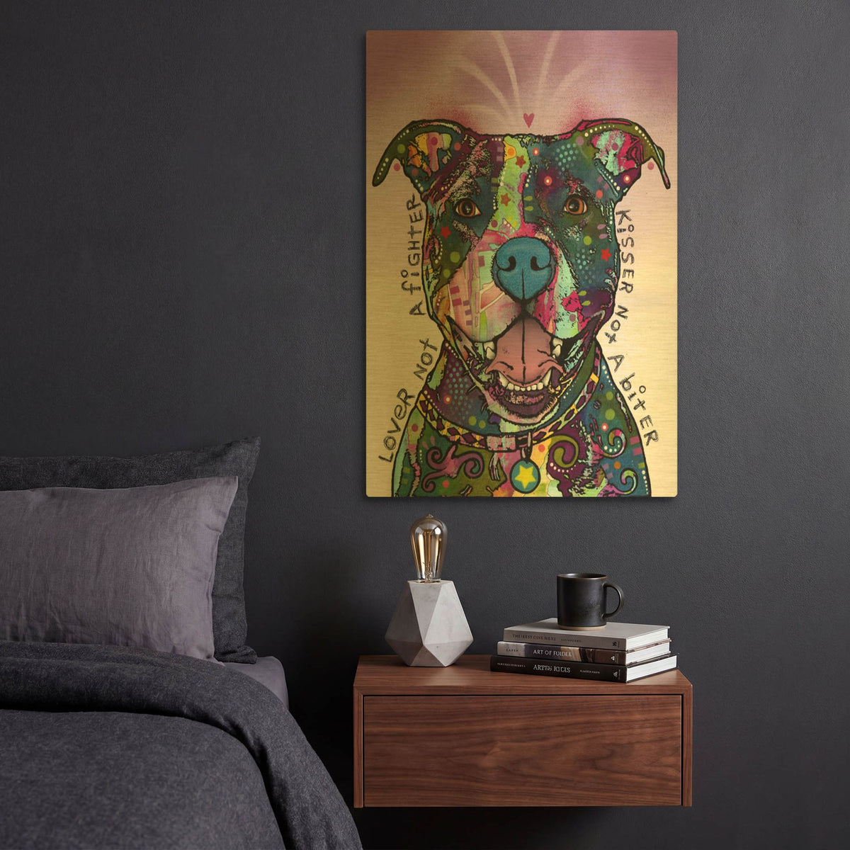 'Lover Not A Fighter' By Dean Russo Gold Metal Wall Art