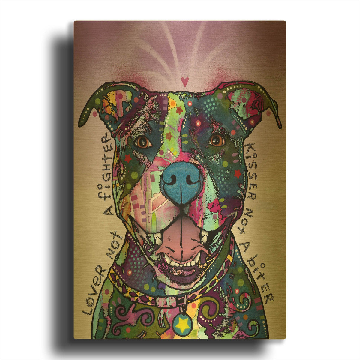 'Lover Not A Fighter' By Dean Russo Gold Metal Wall Art