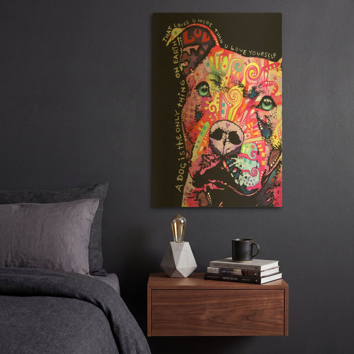 'Thoughtful Pit Bull' By Dean Russo Gold Metal Wall Art