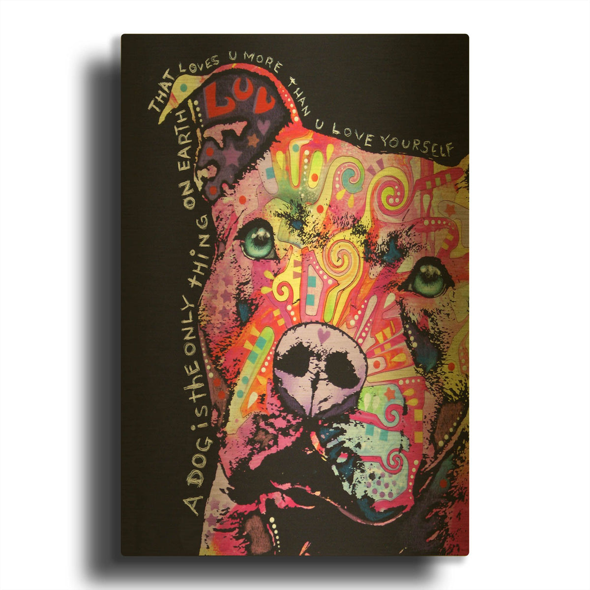 'Thoughtful Pit Bull' By Dean Russo Gold Metal Wall Art