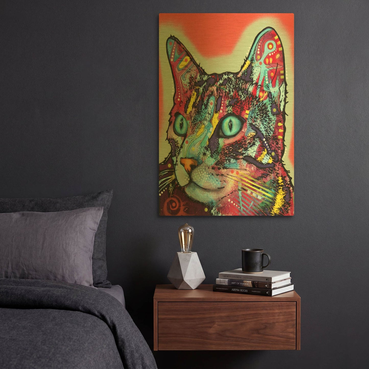 'Curious Cat' By Dean Russo Gold Metal Wall Art