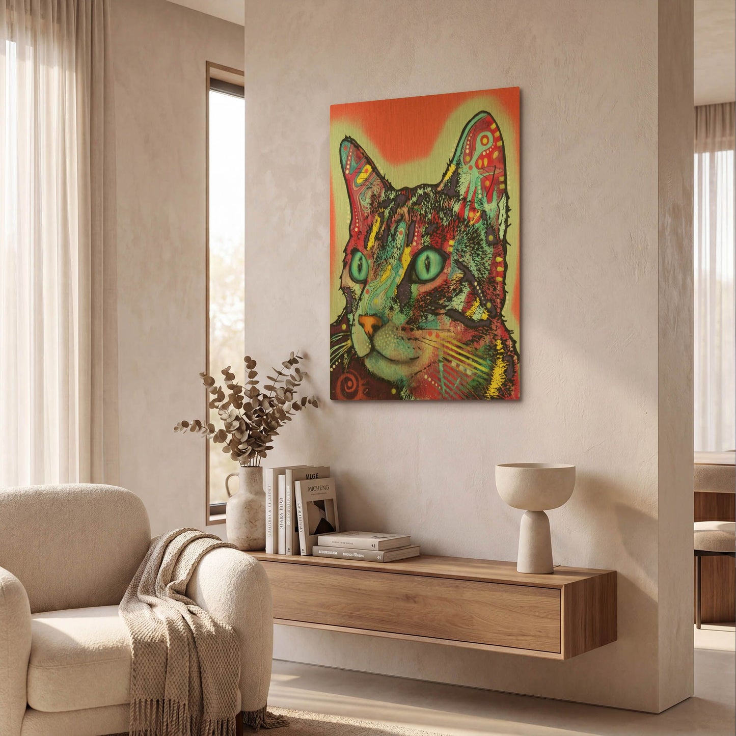 'Curious Cat' By Dean Russo Gold Metal Wall Art