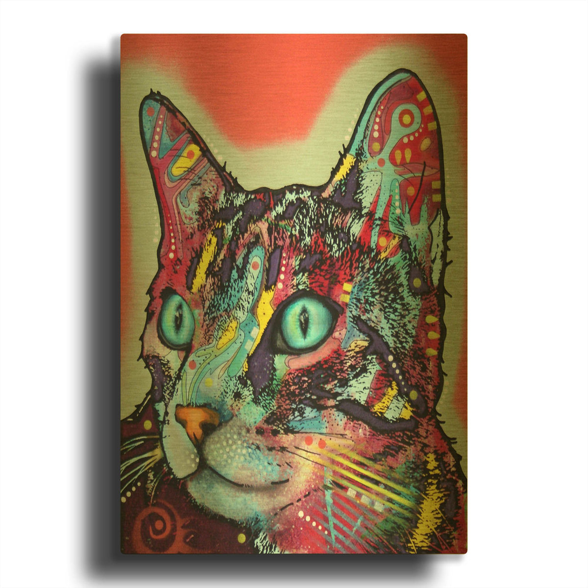'Curious Cat' By Dean Russo Gold Metal Wall Art