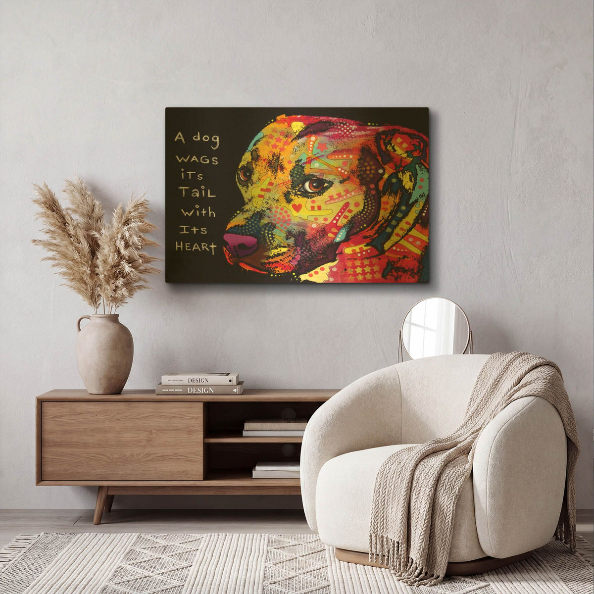 'Gratitude Pitbull' By Dean Russo Gold Metal Wall Art