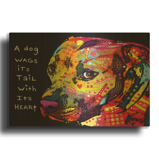 'Gratitude Pitbull' By Dean Russo Gold Metal Wall Art