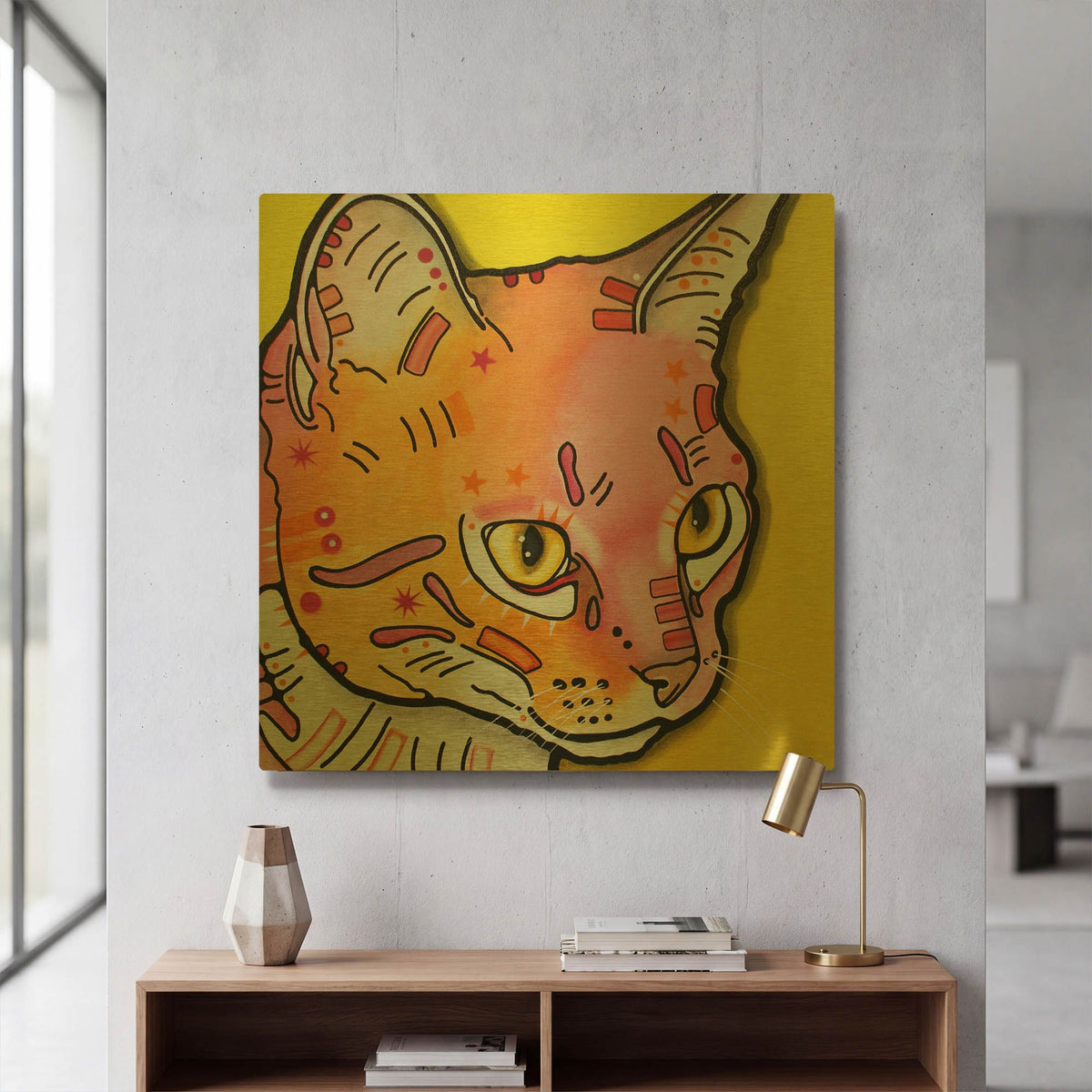 'Watching Rain' By Dean Russo Gold Metal Wall Art