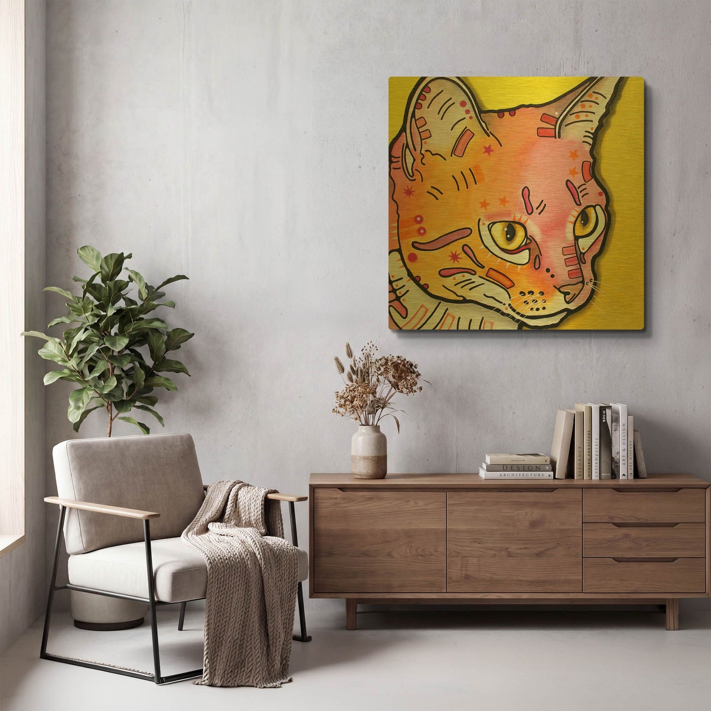 'Watching Rain' By Dean Russo Gold Metal Wall Art