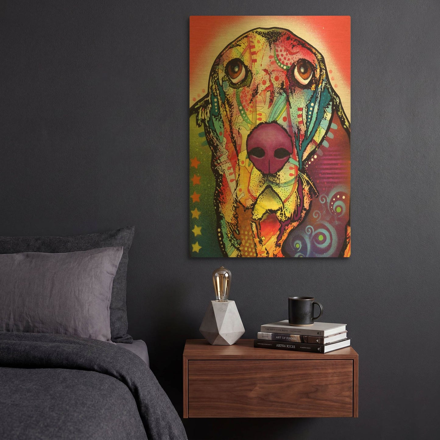 'Basset 1' By Dean Russo Gold Metal Wall Art