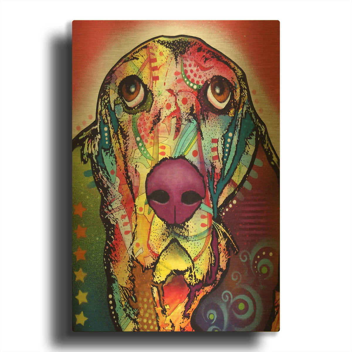 'Basset 1' By Dean Russo Gold Metal Wall Art