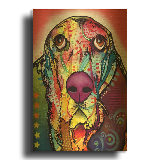 'Basset 1' By Dean Russo Gold Metal Wall Art