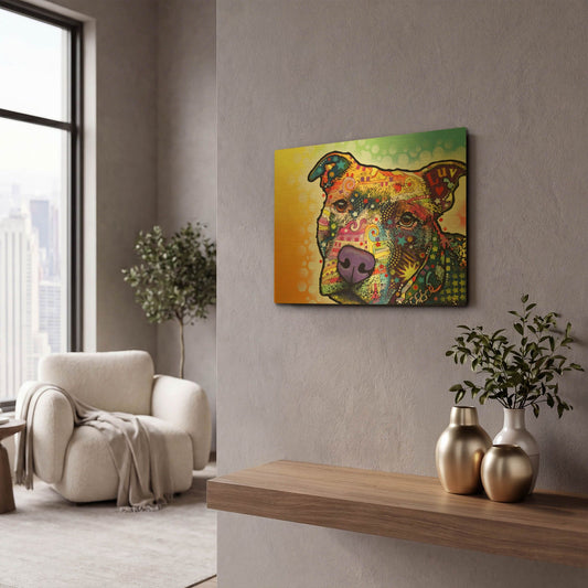 'Contemplative Pit' By Dean Russo Gold Metal Wall Art