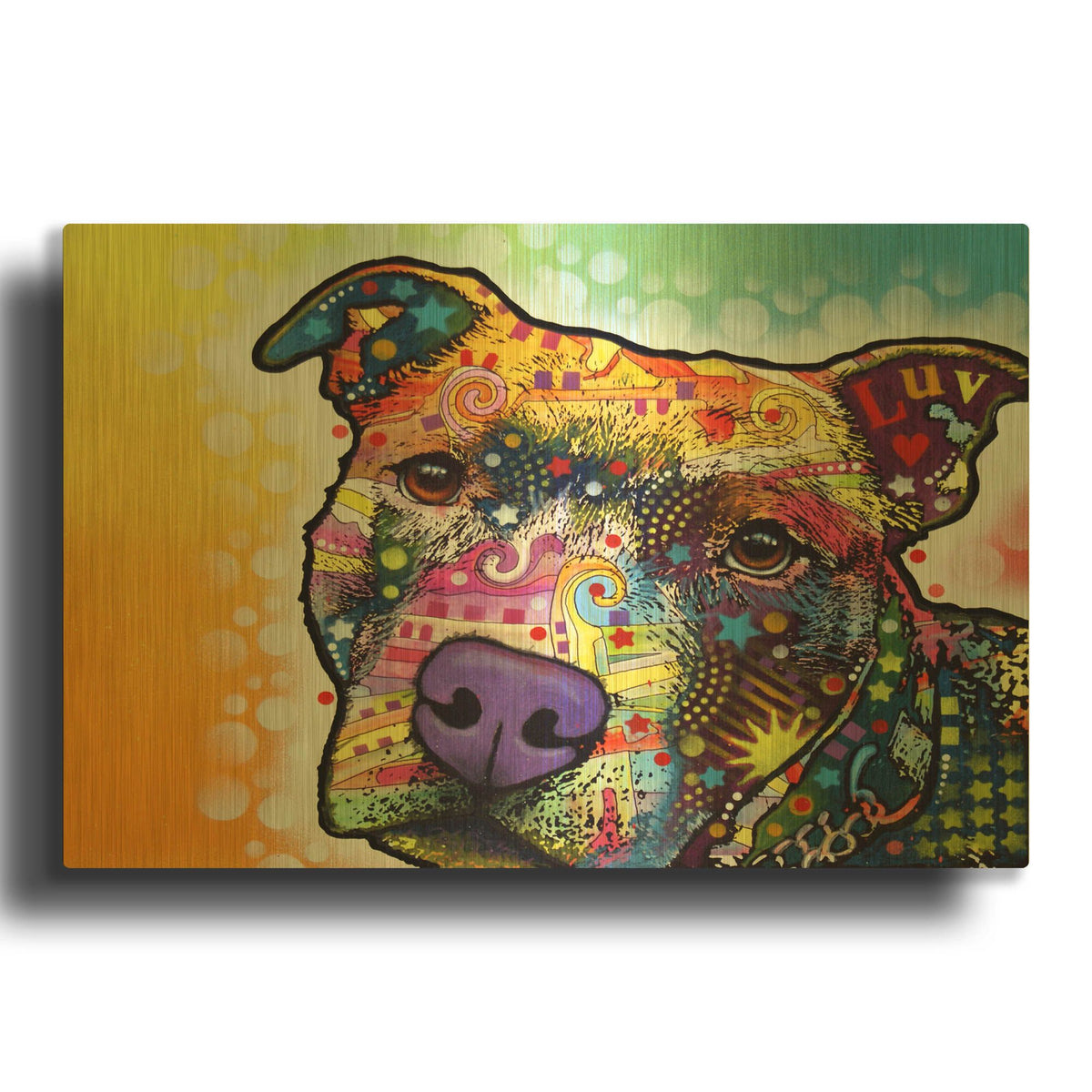 'Contemplative Pit' By Dean Russo Gold Metal Wall Art