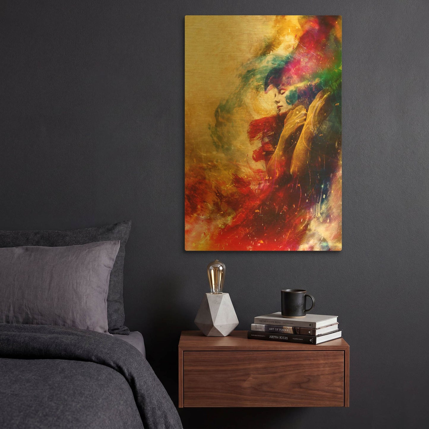 'Golden Gloom' By Mario Sanchez Nevado Gold Metal Wall Art