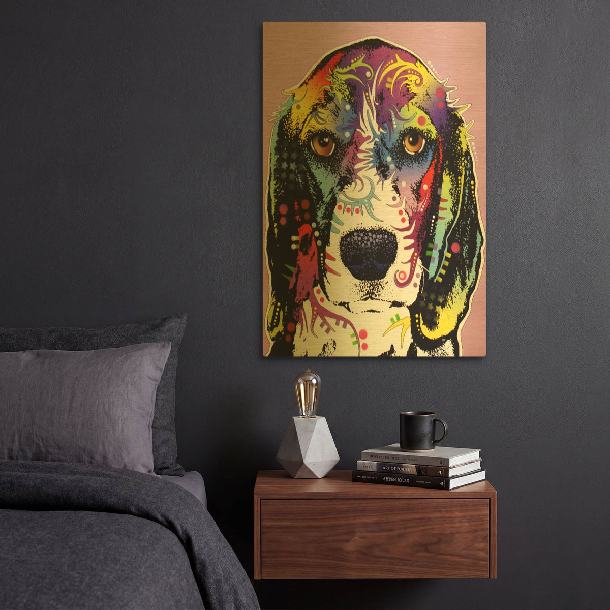 '4 Beagle' By Dean Russo Gold Metal Wall Art