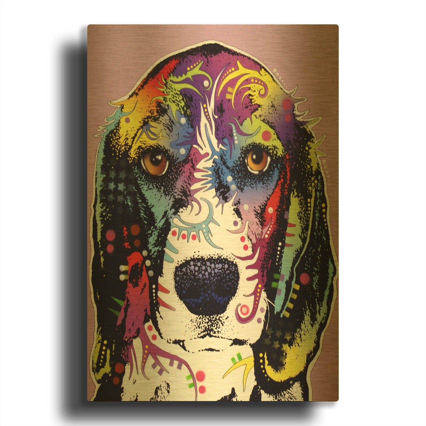 '4 Beagle' By Dean Russo Gold Metal Wall Art