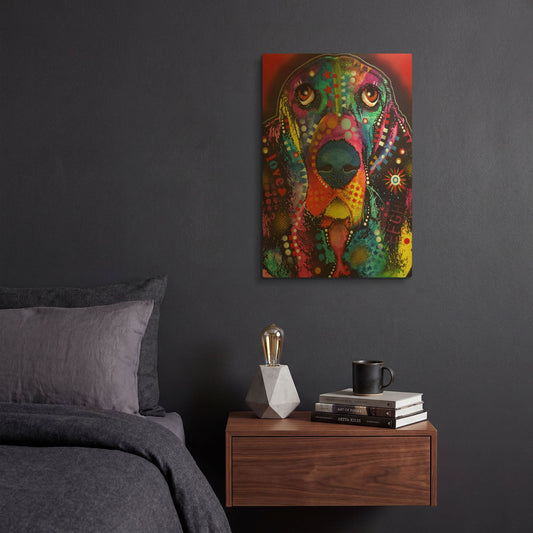 'Basset 2' By Dean Russo Gold Metal Wall Art