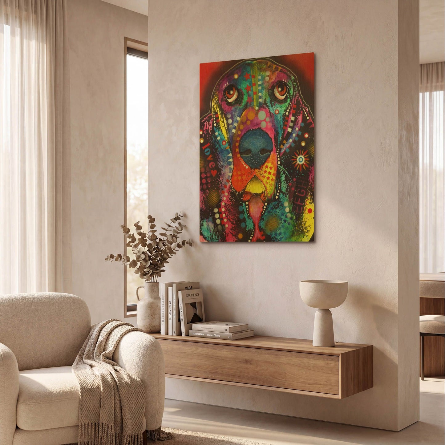 'Basset 2' By Dean Russo Gold Metal Wall Art