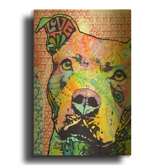'Thoughtful Pit Bull This Years Love 2013 Part 1' By Dean Russo Gold Metal Wall Art