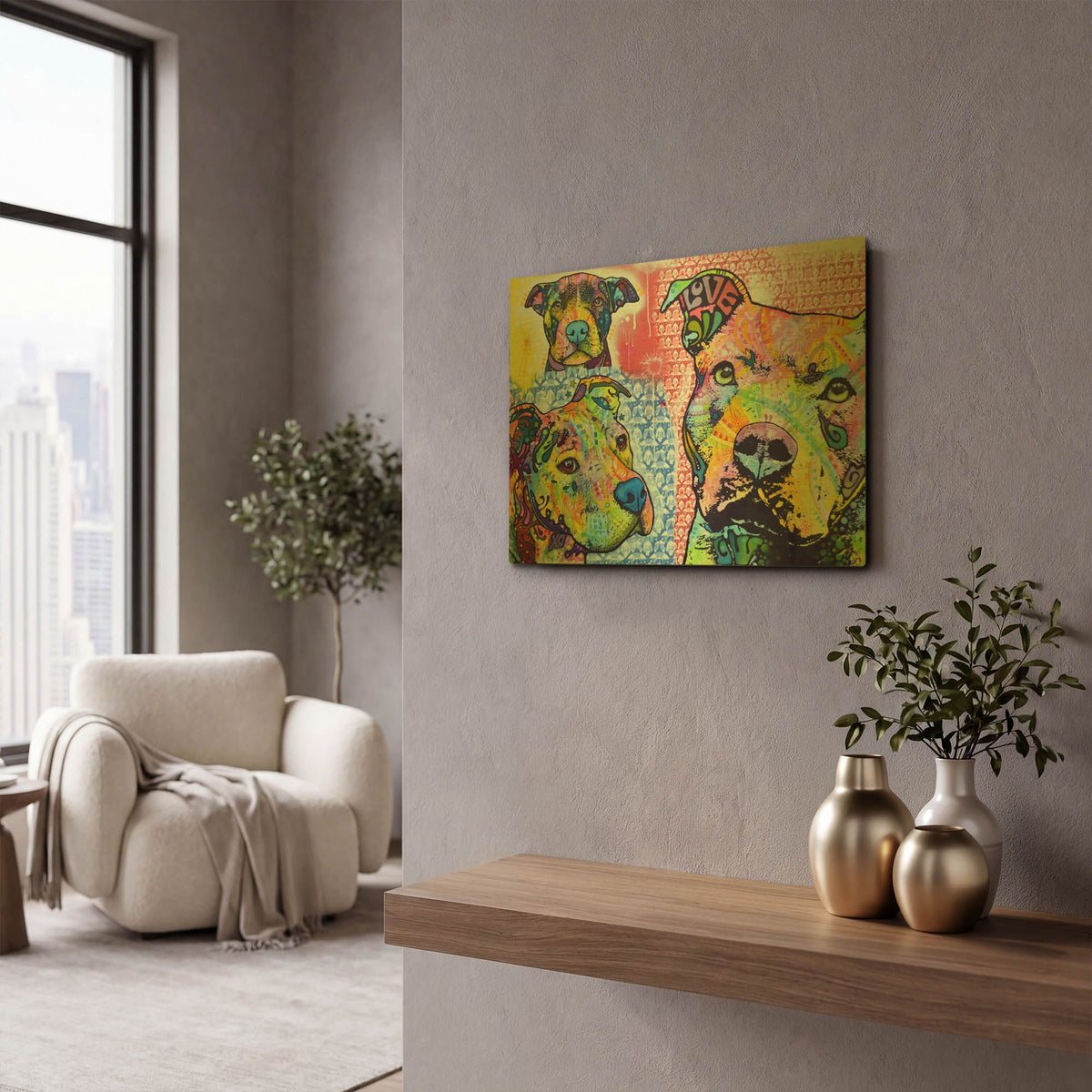 'Thoughtful Pit Bull This Years Love 2013 Part 3' By Dean Russo Gold Metal Wall Art