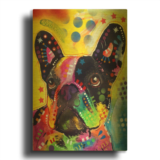 'French Bulldog 2' By Dean Russo Gold Metal Wall Art