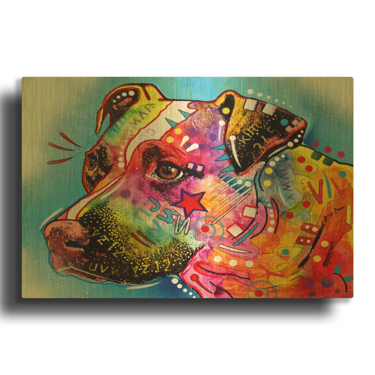 'Pit Bull 1059' By Dean Russo Gold Metal Wall Art
