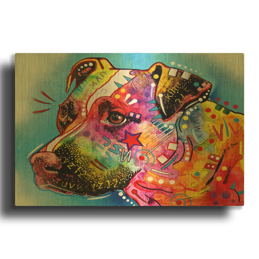 'Pit Bull 1059' By Dean Russo Gold Metal Wall Art