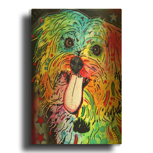 'Shih Tzu' By Dean Russo Gold Metal Wall Art