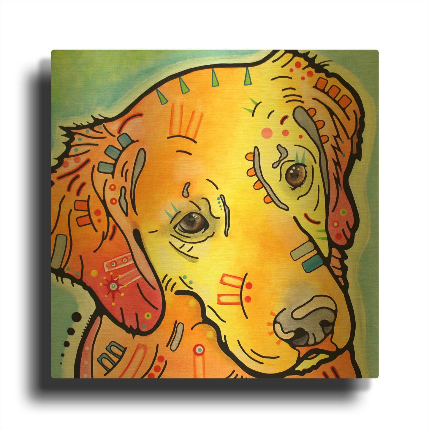 'The Golden(Ish) Retriever' By Dean Russo Gold Metal Wall Art